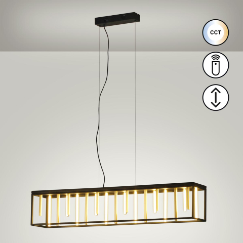 Küchenbeleuchtung, Esszimmerbeleuchtung, Wohnzimmerbeleuchtung, Restaurantbeleuchtung, LED Pendelleuchte, CCT, Fernbedienung, Schwarz, Dimmbar, 110 cm Länge