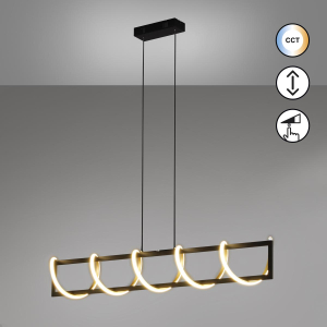 Esszimmerbeleuchtung, Restaurantbeleuchtung, Küchenbeleuchtung, Wohnzimmerbeleuchtung, Hotelbeleuchtung, LED Pendelleuchte, CCT, Dimmbar, Schwarz, 115 cm Länge