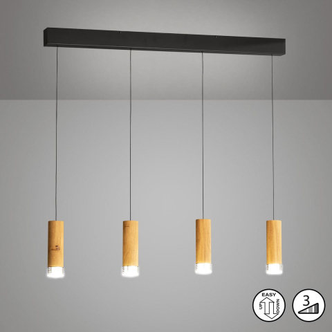 Esszimmerbeleuchtung, Restaurantbeleuchtung, LED Pendelleuchte, Metall, Eiche, Switch Dimmer, 100 cm x 7 cm, Rezeptionsbeleuchtung, Küchenbeleuchtung, Wohnzimmerbeleuchtung
