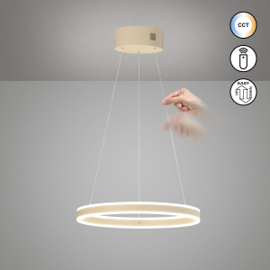 Esszimmerbeleuchtung, Küchenbeleuchtung, Restauratnbeleuchtung, LED Pendelleuchte, Sand, Höhe verstellbar, Dimmbar, CCT, Fernbedienung, 50 cm Ø, Bürobeleuchtung, Hotelbeleuchtung, Empfangsbeleuchtung