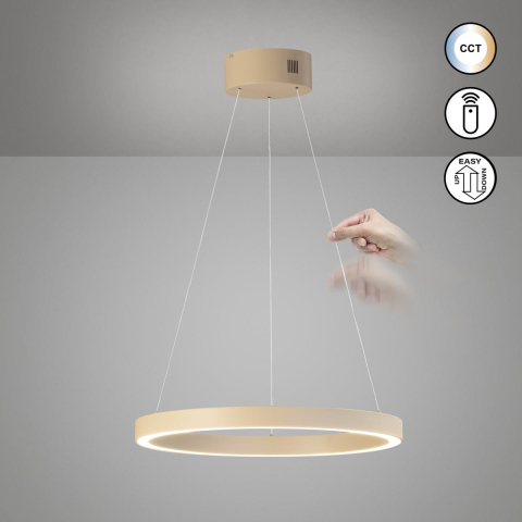 Suspension LED, métal, intensité variable, câble réglable, CCT, télécommande, 60 cm Ø