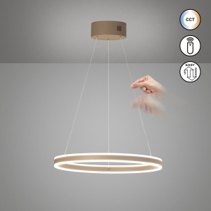 Esszimmerbeleuchtung, Küchenbeleuchtung, Restaurantbeleuchtung, Bürobeleuchtung, Hotelbeleuchtung, Empfangsbeleuchtung, LED Pendelleuchte, Greige, Höhe verstellbar, Dimmbar, CCT, Fernbedienung, 60 cm Ø