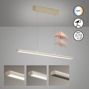 LED Pendelleuchte, Metall, Sand, Höhe verstellbar, CCT, Dimmbar, 115 cm x 7 cm