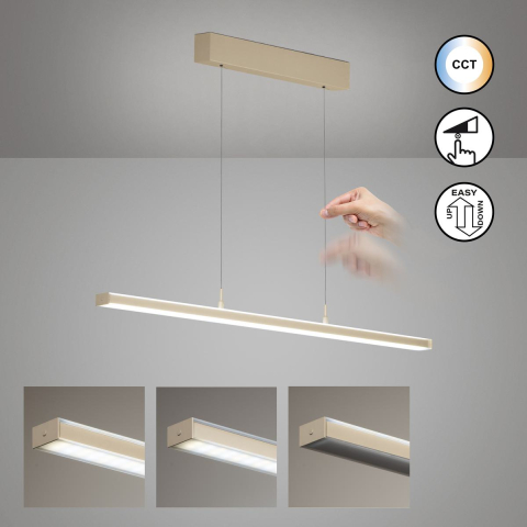 Edle LED Pendelleuchte, Metall, Dimmbar, 115 cm Länge