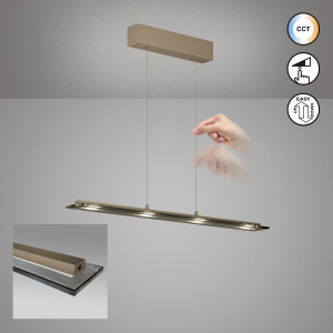 Bürobeleuchtung, Esszimmerbeleuchtung, Wohnzimmerbeleuchtung, Küchenbeleuchtung, Restaurantbeleuchtung, Home-Officebeleuchtung, LED Pendelleuchte, Greige, CCT, Dimmer, Höhe verstellbar, Kabellift, 88 cm x 9 cm