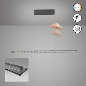Wohnzimmerbeleuchtung, Aufenthaltsraumbeleuchtung, Esszimmerbeleuchtung, Restaurantbeleuchtung, Empfangsbeleuchtung, Lobbybeleuchtung, LED Pendelleuchte, Grau, CCT, Dimmer, Höhe verstellbar, Kabellift, 115 cm x 9 cm