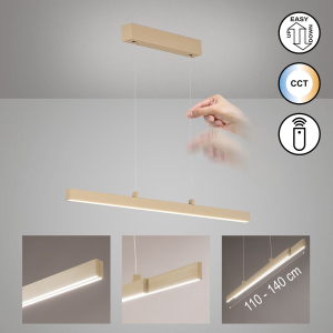 LED Pendelleuchte, Metall, Dimmer CCT, Fernbedienung, Ausziehbar, 110 cm x 6 cm