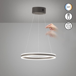 Bürobeleuchtung, Esszimmerbeleuchtung, Wohnzimmerbeleuchtung, Restaurantbeleuchtung, Hotelbeleuchtung, Lobbybeleuchtung, LED Pendelleuchte, Grau, Höhe verstellbar, Dimmbar, CCT, Fernbedienung, 50 cm Ø