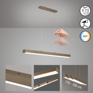 LED Pendelleuchte, Metall, Greige, Dimmbar, CCT, Ausziehbar, 119 cm x 13 cm