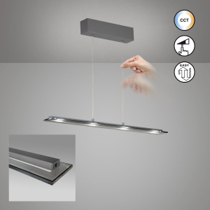 Küchenbeleuchtung, Esszimmerbeleuchtung, Restaurantbeleuchtung, Wohnzimmerbeleuchtung, LED Pendelleuchte, Grau, Rauch, CCT, Dimmer, Höhe verstellbar, Kabellift, 88 cm x 9 cm