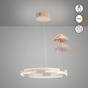 Éclairage de bureau, éclairage de cabinet médical, éclairage de cuisine, éclairage de salle à manger, éclairage de salon, éclairage de réception, éclairage de restaurant, suspension LED, couleur sable, câble réglable, hauteur réglable, CCT, intensité variable, télécommande, 60 cm Ø