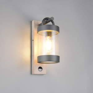 Außen Wandleuchte, Braun, Aludruckguss, Bewegungssensor, IP44, 33 cm Höhe