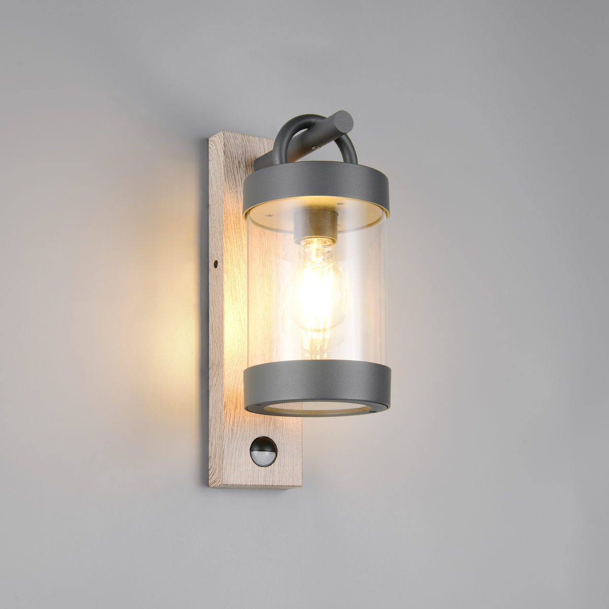 Außen Wandleuchte, Braun, Aludruckguss, Bewegungssensor, IP44, 33 cm Höhe