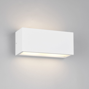 Außen Wandleuchte, Weiß, Aludruckguss, Up-Downlight, IP44, 25 cm Breite