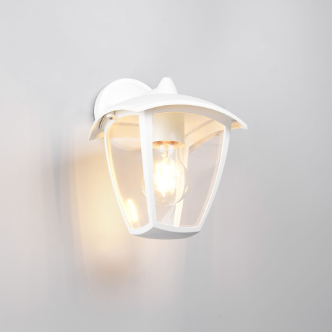 Aussen Wandleuchte, Weiss, Aludruckguss, IP44, 24 cm Höhe