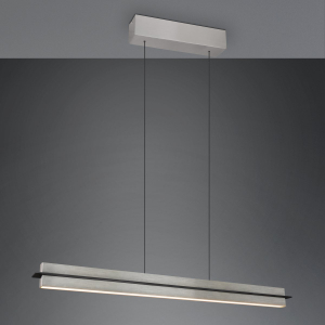 Bürobeleuchtung, Praxisbeleuchtung, Esszimmerbeleuchtung, Küchenbeleuchtung, Thekenbeleuchtung, LED Pendelleuchte, Nickel, Tastdimmer, CCT, Höhe verstellbar, 95 cm x 9 cm