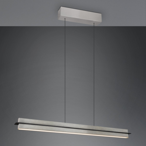 Bürobeleuchtung, Praxisbeleuchtung, Esszimmerbeleuchtung, Küchenbeleuchtung, Thekenbeleuchtung, LED Pendelleuchte, Nickel, Tastdimmer, CCT, Höhe verstellbar, 95 cm x 9 cm
