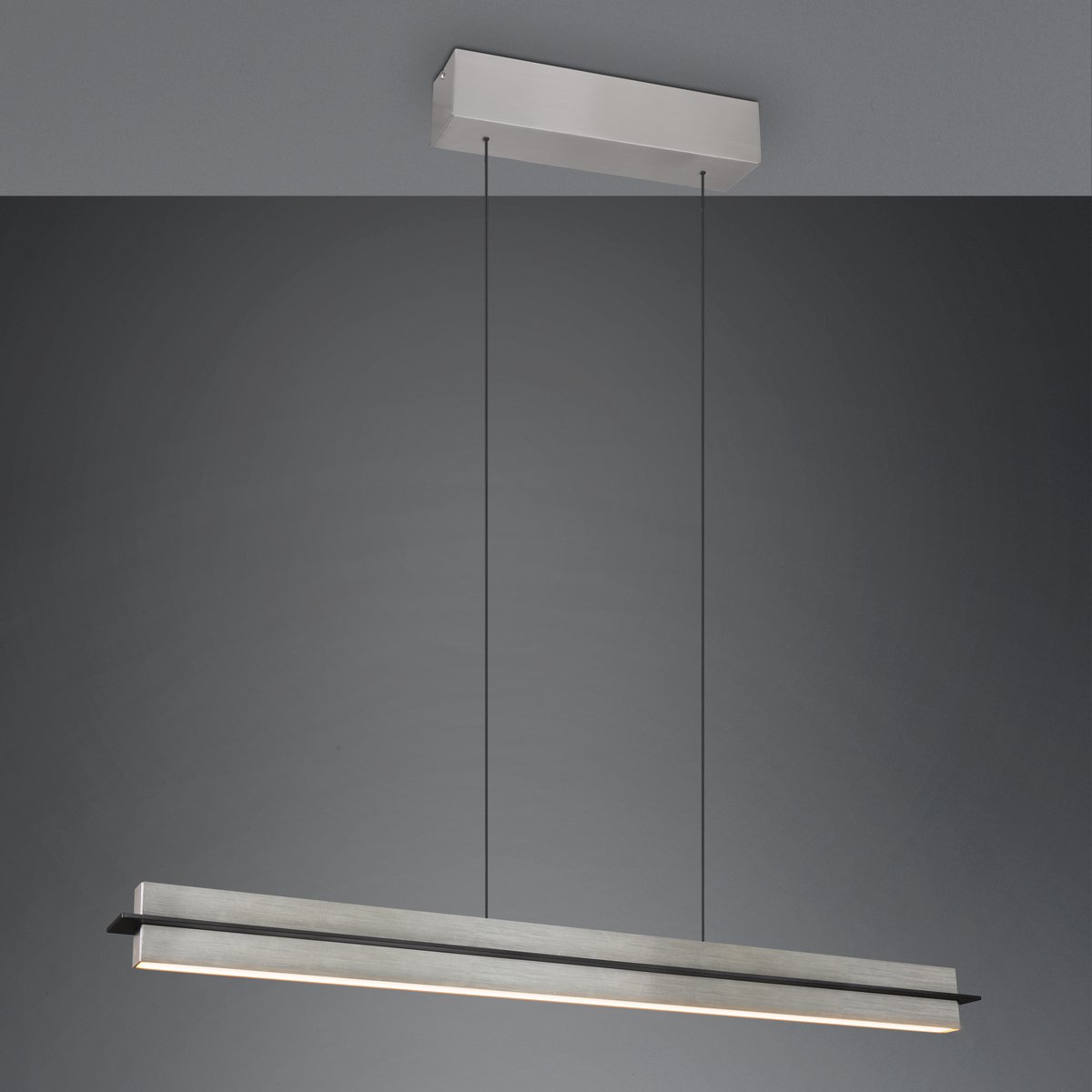 Bürobeleuchtung, Praxisbeleuchtung, Esszimmerbeleuchtung, Küchenbeleuchtung, Thekenbeleuchtung, LED Pendelleuchte, Nickel, Tastdimmer, CCT, Höhe verstellbar, 95 cm x 9 cm 