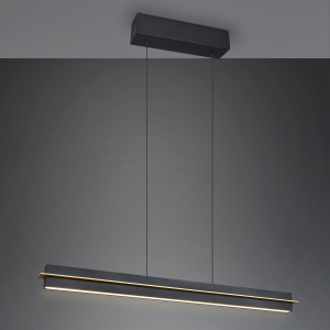 Bürobeleuchtung, Praxisbeleuchtung, Küchenbeleuchtung, Esszimmerbeleuchtung, Thekenbeleuchtung, Restaurantbeleuchtung, LED Pendelleuchte, Schwarz, Gold, Tastdimmer, CCT, Höhe verstellbar, 95 cm x 9 cm