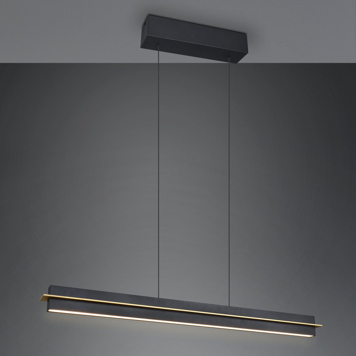 Bürobeleuchtung, Praxisbeleuchtung, Küchenbeleuchtung, Esszimmerbeleuchtung, Thekenbeleuchtung, Restaurantbeleuchtung, LED Pendelleuchte, Schwarz, Gold, Tastdimmer, CCT, Höhe verstellbar, 95 cm x 9 cm
