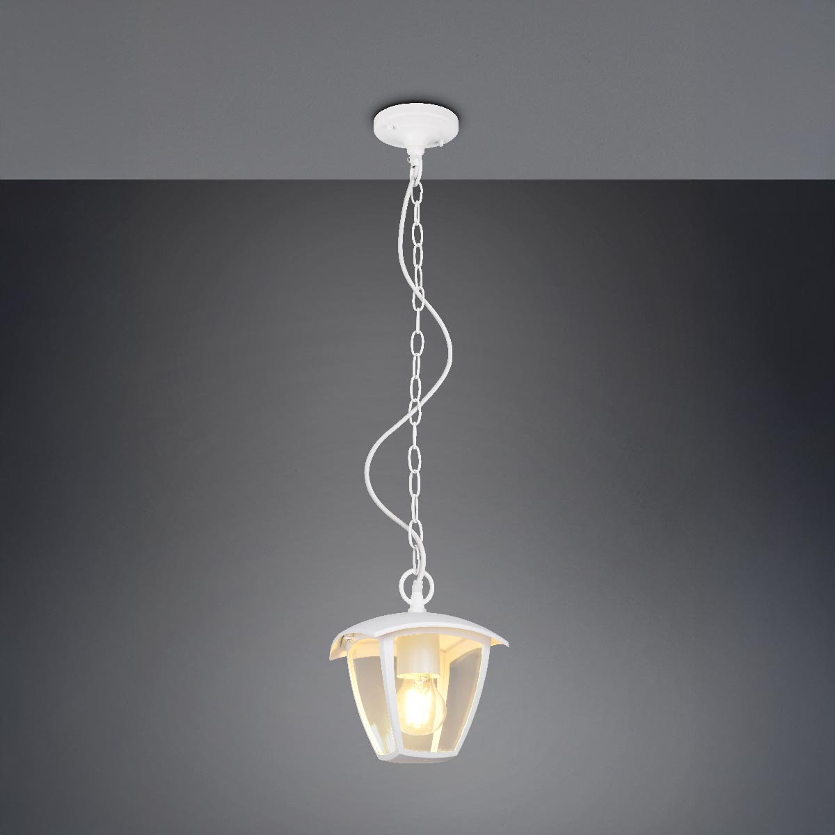 Aussen Pendelleuchte, Aludruckguss, Weiss, IP44, 82 cm Höhe