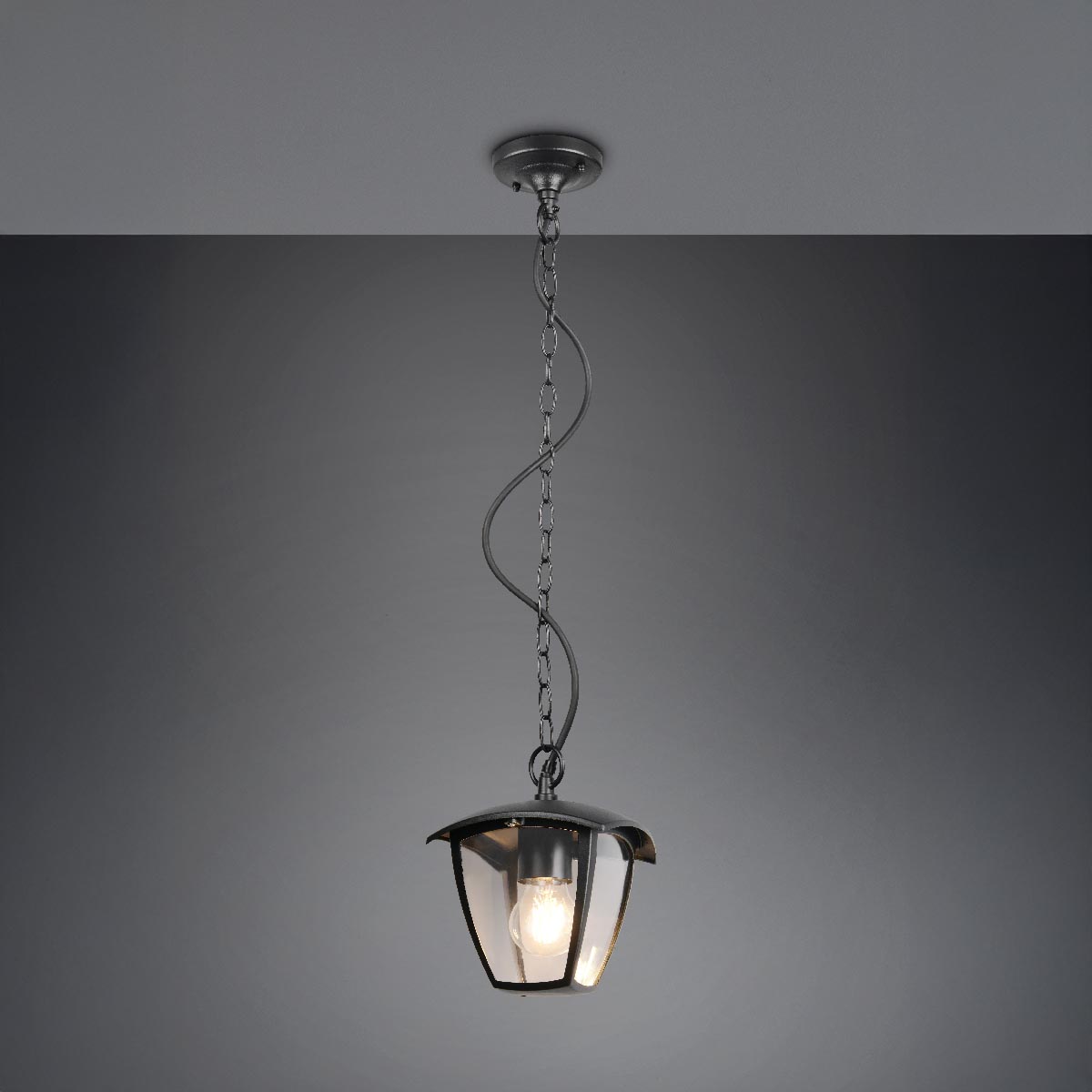 Außen Pendelleuchte, Schwarz, Aludruckguss, IP44, 82 cm Höhe