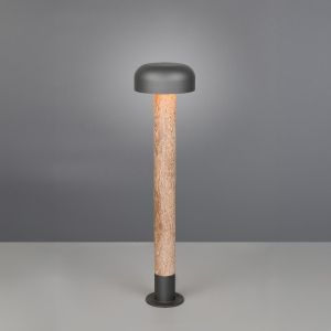 Außen Stehleuchte, Pfosten, Aludruckguss, Anthrazit, Holzoptik, IP54, 85 cm Höhe
