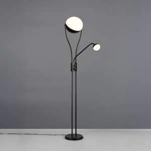 Bürobeleuchtung, Home-Officebeleuchtung, Wohnzimmerbeleuchtung, Schlafzimmerbeleuchtung, Lesebeleuchtung, Hotelzimmerbeleuchtung, LED Stehleuchte, Fluter, Schwarz, Kugelförmig, Leselicht, Dimmer, 180 cm Höhe