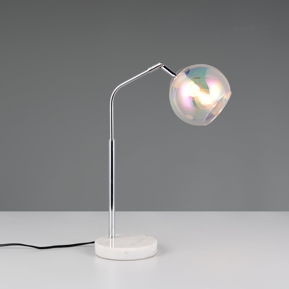 Schlafzimmerbeleuchtung, Nachttischbeleuchtung, Wohnzimmerbeleuchtung, Esszimmerbeleuchtung, Hotelzimmerbeleuchtung, Flurbeleuchtung, Gästezimmerbeleuchtung, Tischleuchte, Metall, Glas, Chrom, Schnurschalter, 45 cm Höhe