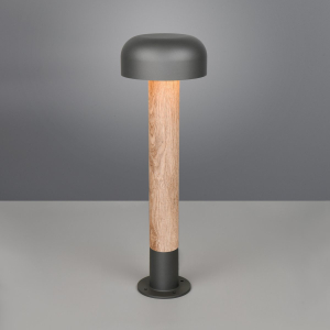 Gartenbeleuchtung, Wegbeleuchtung, Hofbeleuchtung, Parkbeleuchtung, Eingangsbeleuchtung, Treppenaufgangsbeleuchtung, Terrassenbeleuchtung, Restaurantbeleuchtung, Hotelbeleuchtung, Außen Stehleuchte, Holzoptik, Pilzform, Pfosten, Aludruckguss, IP54, 54 cm Höhe