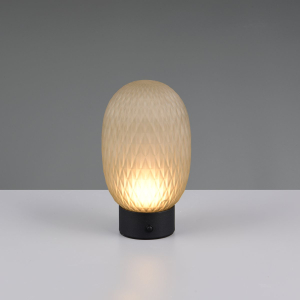 Nachttischbeleuchtung, Schlafzimmerbeleuchtung, Wohnzimmerbeleuchtung, Hotelzimmerbeleuchtung, Esszimmerbeleuchtung, Restaurantbeleuchtung, LED Tischleuchte, Glas, Grün, Schwarz, Akku, USB, Touch Dimmer, 21 cm Höhe