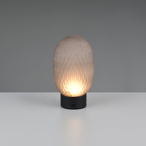 Nachttischbeleuchtung, Schlafzimmerbeleuchtung, Wohnzimmerbeleuchtung, Hotelzimmerbeleuchtung, Esszimmerbeleuchtung, Restaurantbeleuchtung, LED Tischleuchte, Glas, Rauchfarbe, Akku, USB, Touch Dimmer, 21 cm Höhe
