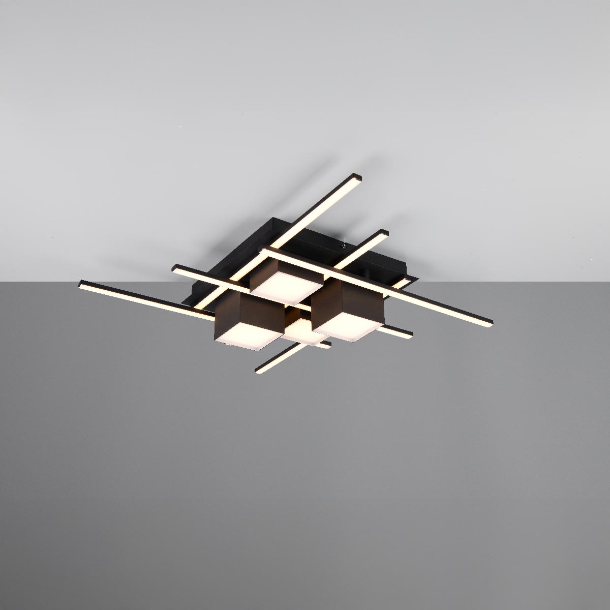 Home-Officebeleuchtung, Bürobeleuchtung, Praxisbeleuchtung, Schlafzimmerbeleuchtung, Wohnzimmerbeleuchtung, Esszimmerbeleuchtung, Küchenbeleuchtung, Restaurantbeleuchtung, Flurbeleuchtung, LED Deckenleuchte, Schwarz, CCT, Nachtlicht, Dimmer, Fernbedienung, 70 cm x 70 cm