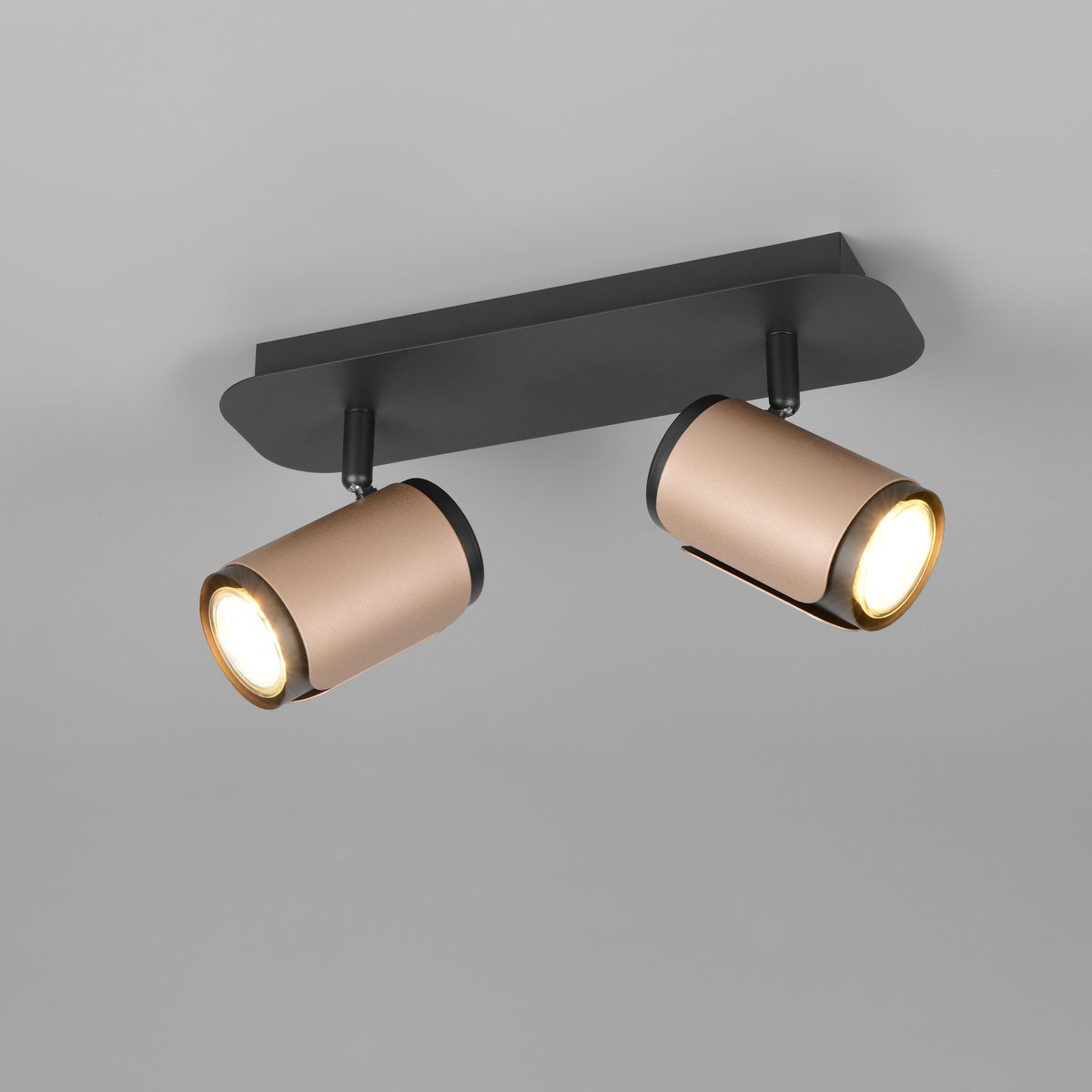 Deckenleuchte, 2er Strahler, Coffee, Schwarz, Metall, 30 cm x 12 cm