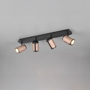 Deckenleuchte, 4er Strahler, Schwarz, Coffee, Metall, 60 cm x 12 cm