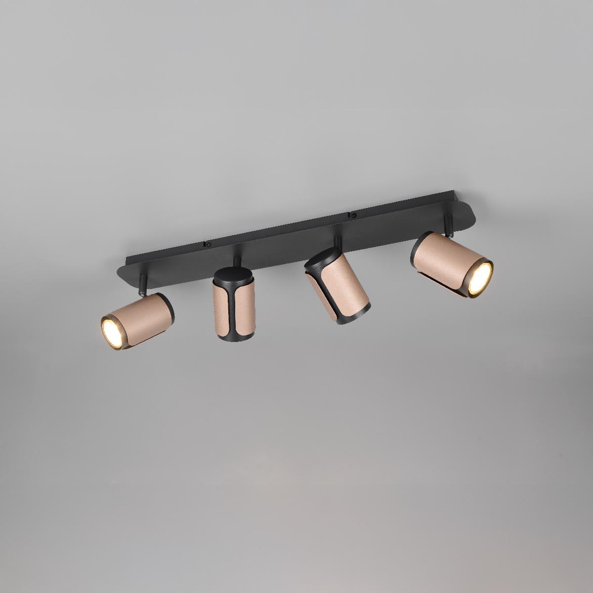 Deckenleuchte, 4er Strahler, Schwarz, Coffee, Metall, 60 cm x 12 cm