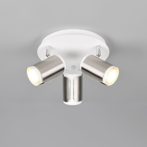 Deckenstrahler, Rund, Metall, Nickel, 3 Spots, 30 cm Ø