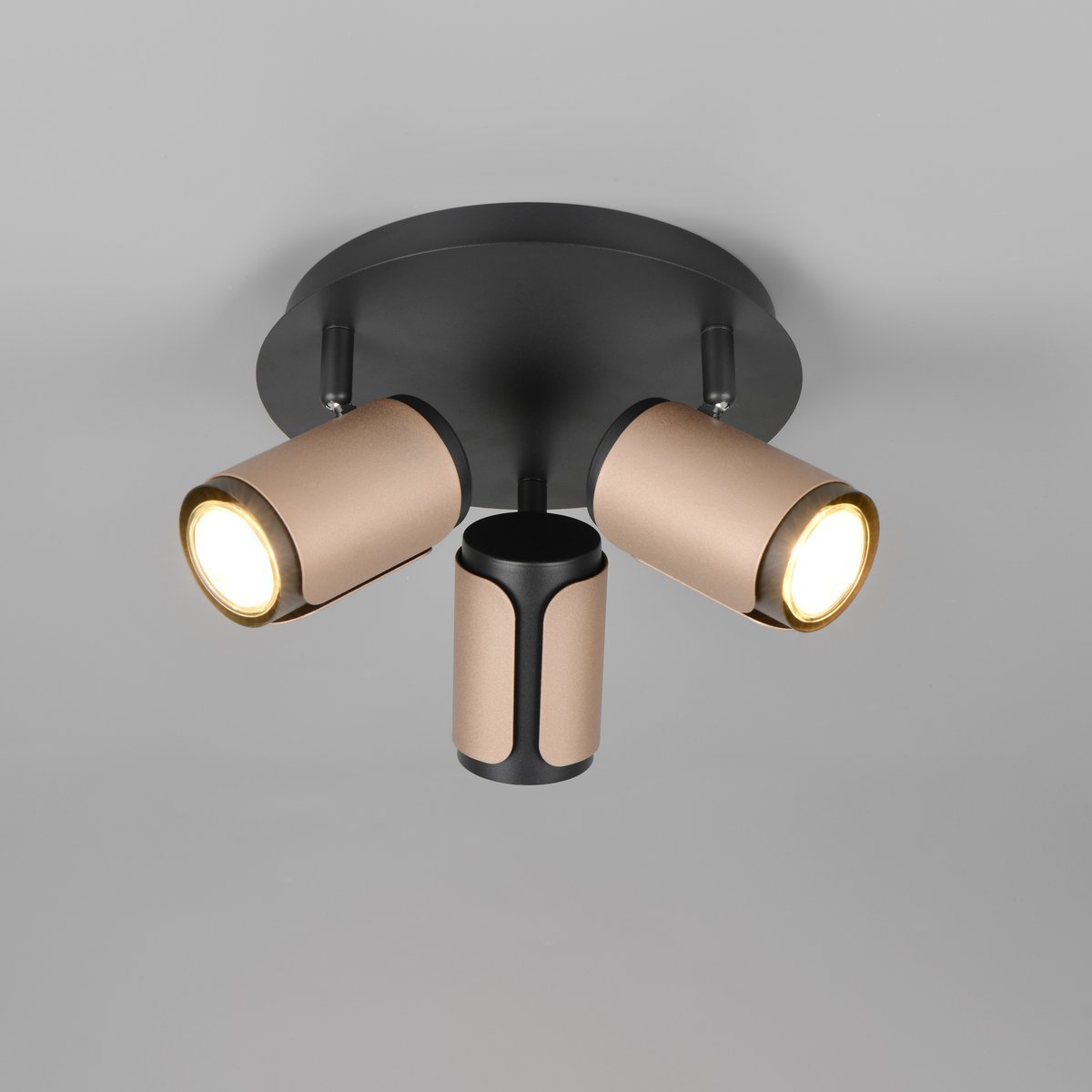 Strahler, Rund, 3 Spots, Coffee, Metall, Verstellbar, 30 cm Ø