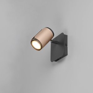 Strahler, 1er Spot, Coffee, Schwarz, Metall, Schalter, Verstellbar, 12 cm Höhe