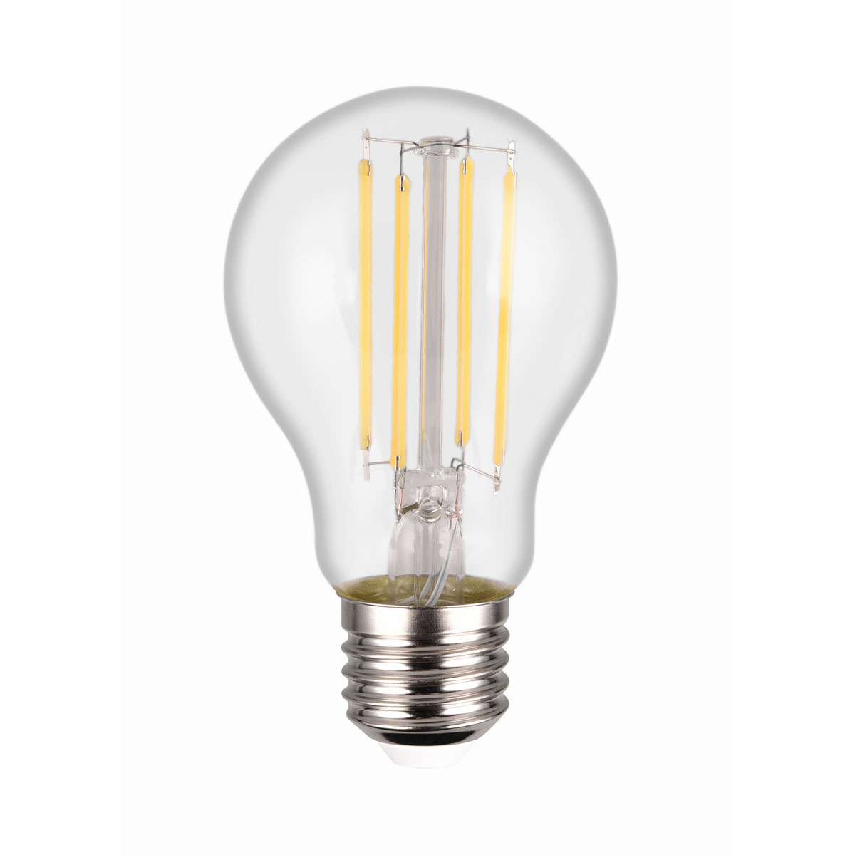 Energieeffizientes LED-Filament-Leuchtmittel im Retro-Stil mit E27-Fassung, 4000 K neutralweiß, 3-stufig dimmbar über Lichtschalter, 806 lm, 7 W, 25.000 h Lebensdauer, IP20, 5 Jahre Garantie.