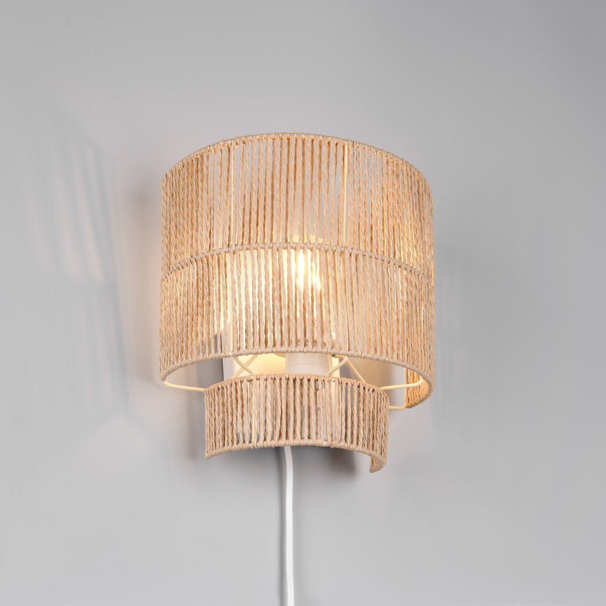 Wandleuchte, Braun, Papiergarn, 25 cm x 14 cm