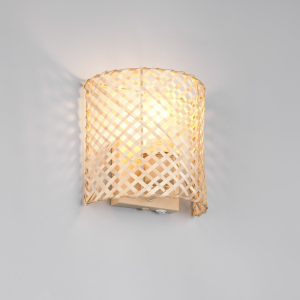 Wandleuchte, Schalter, Bambusgeflecht, Braun, 19 cm Höhe