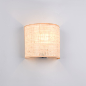 Wandleuchte, Seegras, Natur, Schalter, 21 cm Höhe