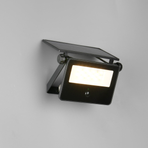 LED Aussen Wandleuchte, Schwarz, Bewegungssensor, Akku, Solar, IP54, 16 cm x 15 cm
