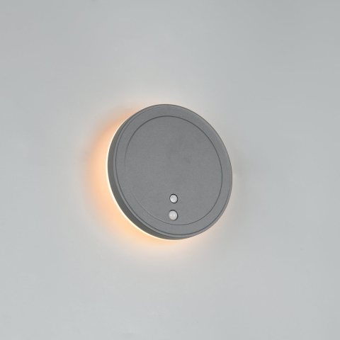 LED Aussen Wandleuchte, Anthrazit, Akku, Magnet, Bewegungsensor, IP54, Ø 14 cm