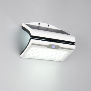LED Aussen Wandleuchte, Weiss, Akku, Solar, IP44, Dämmerungssensor, 23 cm x 11 cm
