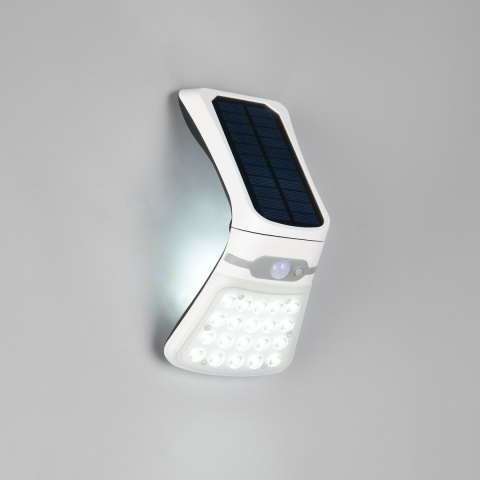 LED Aussen Wandleuchte, Kunststoff, Akku, Solar, Bewegungssensor, IP44, 22 cm Höhe