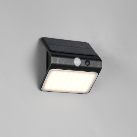 LED Aussen Wandleuchte, Schwarz, Akku, Solar, Dämmerungssensor, IP44, 12 cm x 7 cm
