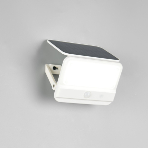 LED Aussen Wandleuchte, Weiss, Akku, Solar, Dämmerungssensor, IP44, 15 cm x 12 cm