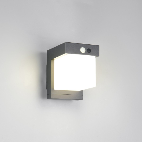 LED Aussen Wandleuchte, Schwarz, Dämmerungssensor, Bewegungsmelder, Solar, Akku, IP44, 14 cm x 10 cm